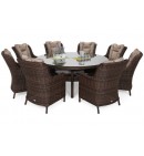 Meble ogrodowe technorattanowe Bristol Round Elegant 180 cm Brown Mat / Brown Melange 8+1