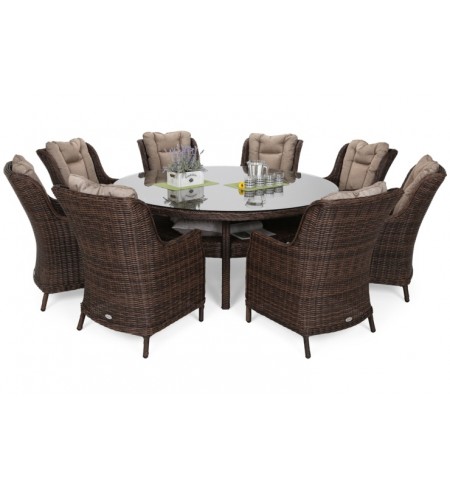 Meble ogrodowe technorattanowe Bristol Round Elegant 180 cm Brown Mat / Brown Melange 8+1