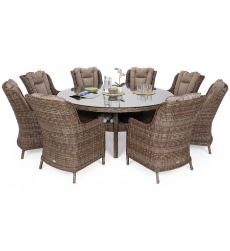 Meble ogrodowe technorattanowe Bristol Round Elegant 180 cm Ginger / Brown Melange 8+1