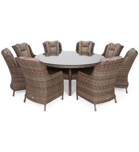 Meble ogrodowe technorattanowe Bristol Round Elegant 180 cm Ginger / Brown Melange 8+1