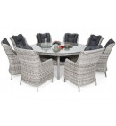 Meble ogrodowe technorattanowe Bristol Round Elegant 180 cm Light Grey / Grey Melange 8+1