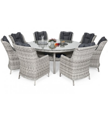 Meble ogrodowe technorattanowe Bristol Round Elegant 180 cm Light Grey / Grey Melange 8+1
