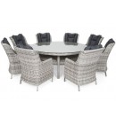 Meble ogrodowe technorattanowe Bristol Round Elegant 180 cm Light Grey / Grey Melange 8+1