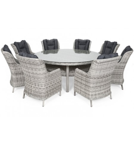 Meble ogrodowe technorattanowe Bristol Round Elegant 180 cm Light Grey / Grey Melange 8+1