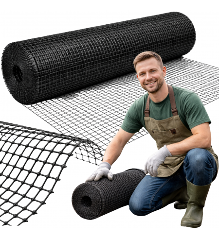 SIATKA 0,60x50mb. OGRODNICZA,PLASTIKOWA PCV CZARNA 
